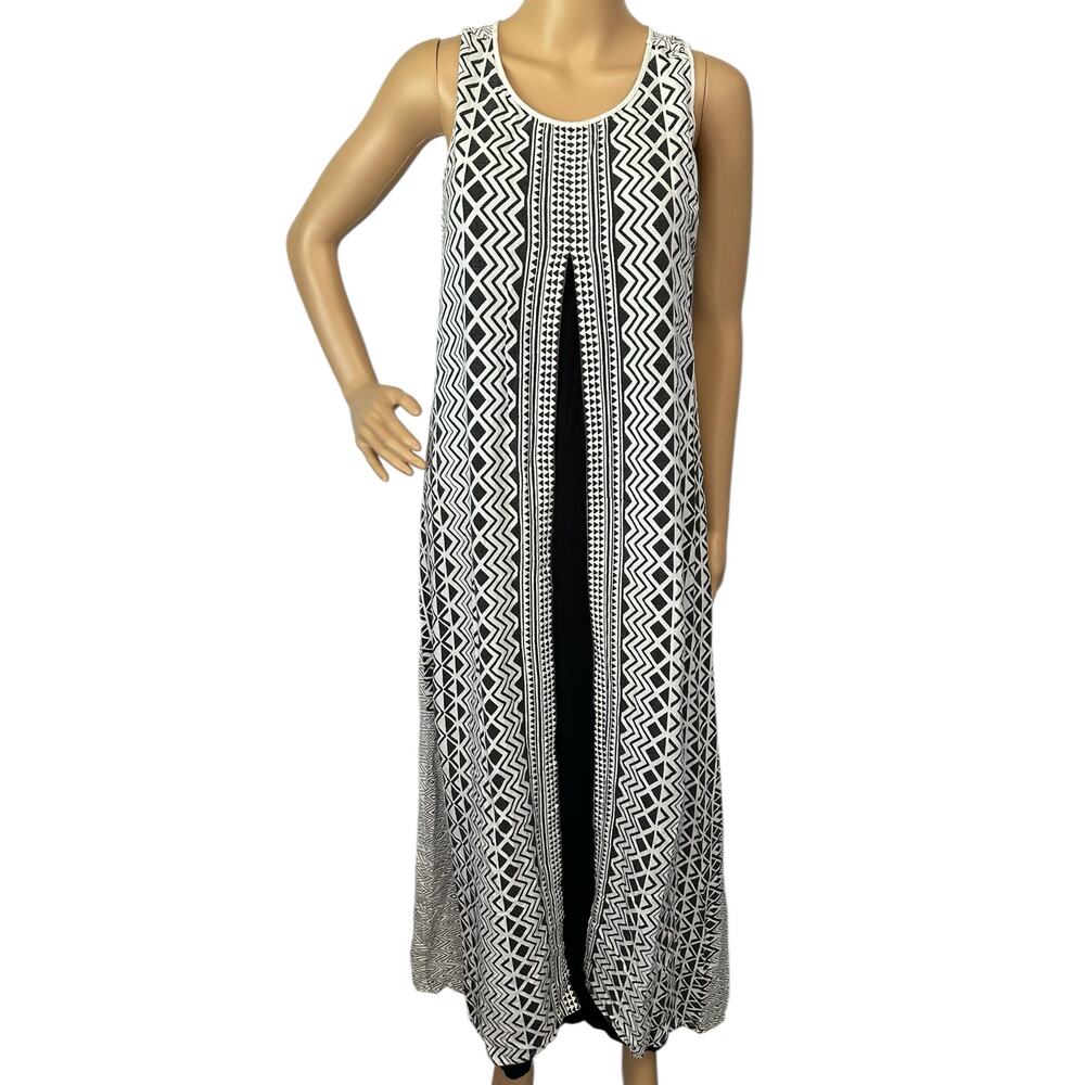 Global Desi Liva Blend Maxi Dress Black White Size M - Picture 2 of 11